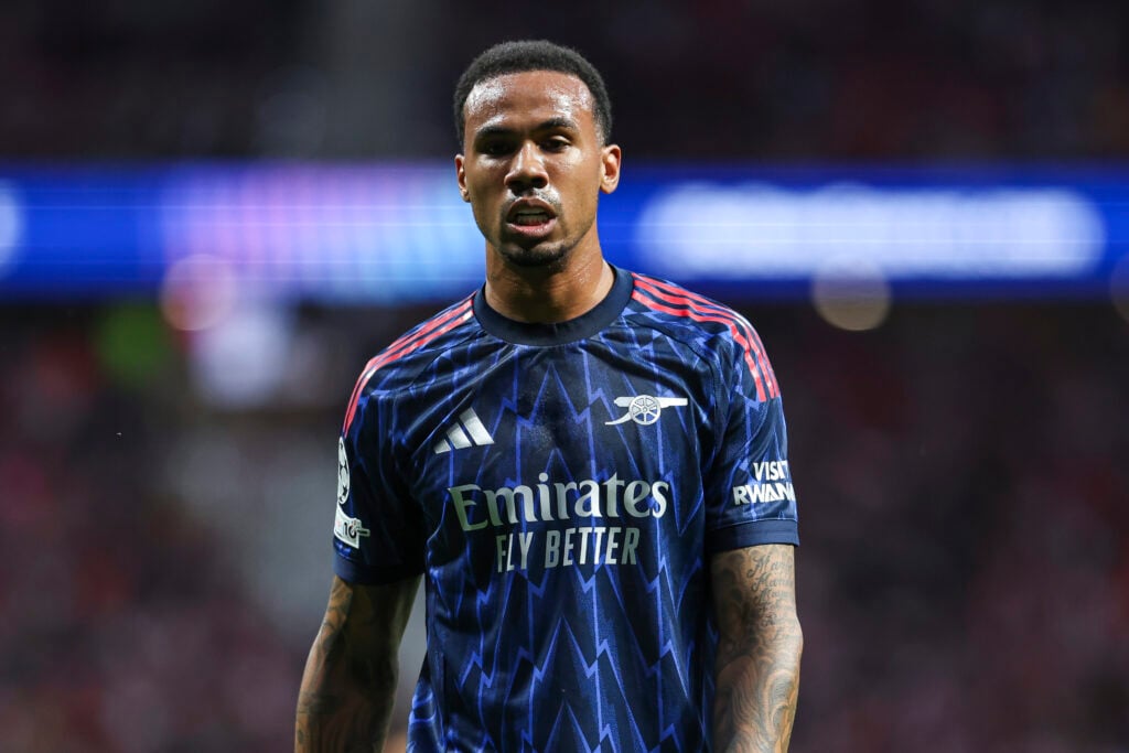 Gabriel Magalhaes looking on during an Arsenal game