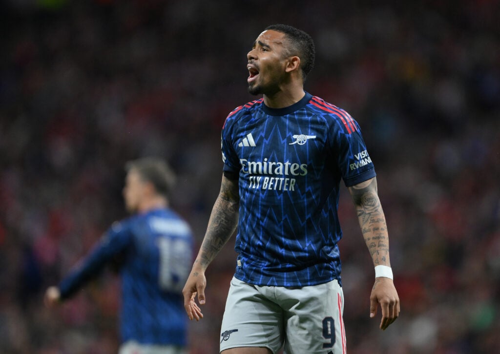 Gabriel Jesus reacts during an Arsenal game