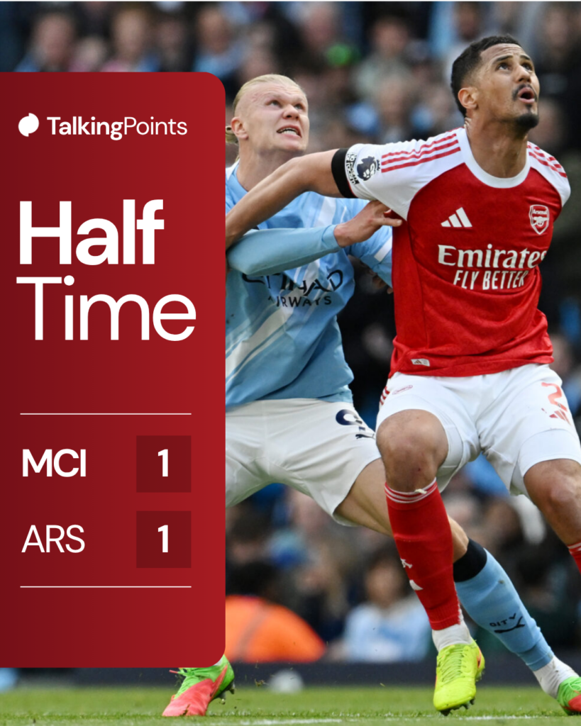Arsenal vs Man City half time