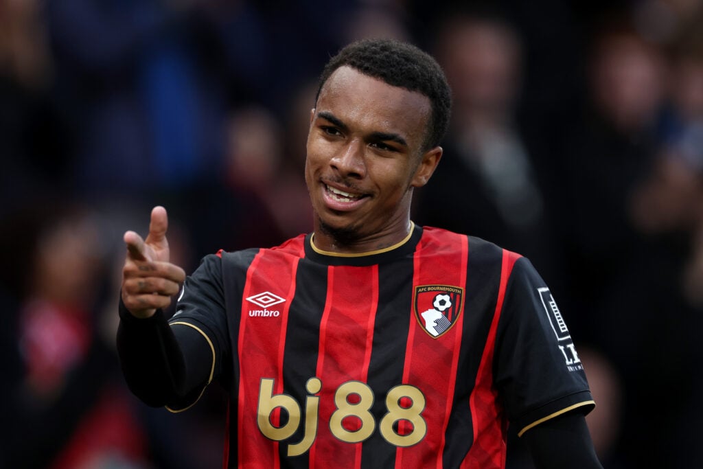 Eli Junior Kroupi celebrates after scoring for Bournemouth
