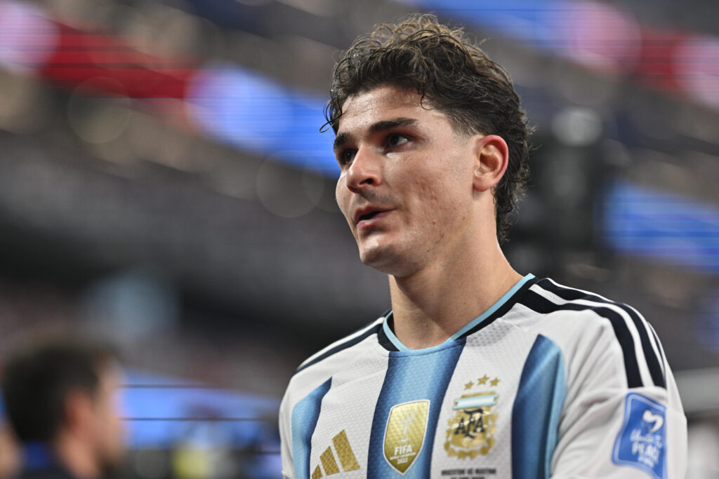 Julian Alvarez of Argentina looks on during the FIFA World Cup 2026 Group J match between Argentina and Austria at Dallas Stadium.