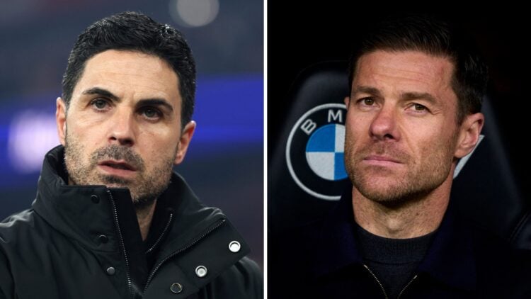 Split image of Arsenal manager Mikel Arteta and Chelsea boss Xabi Alonso.