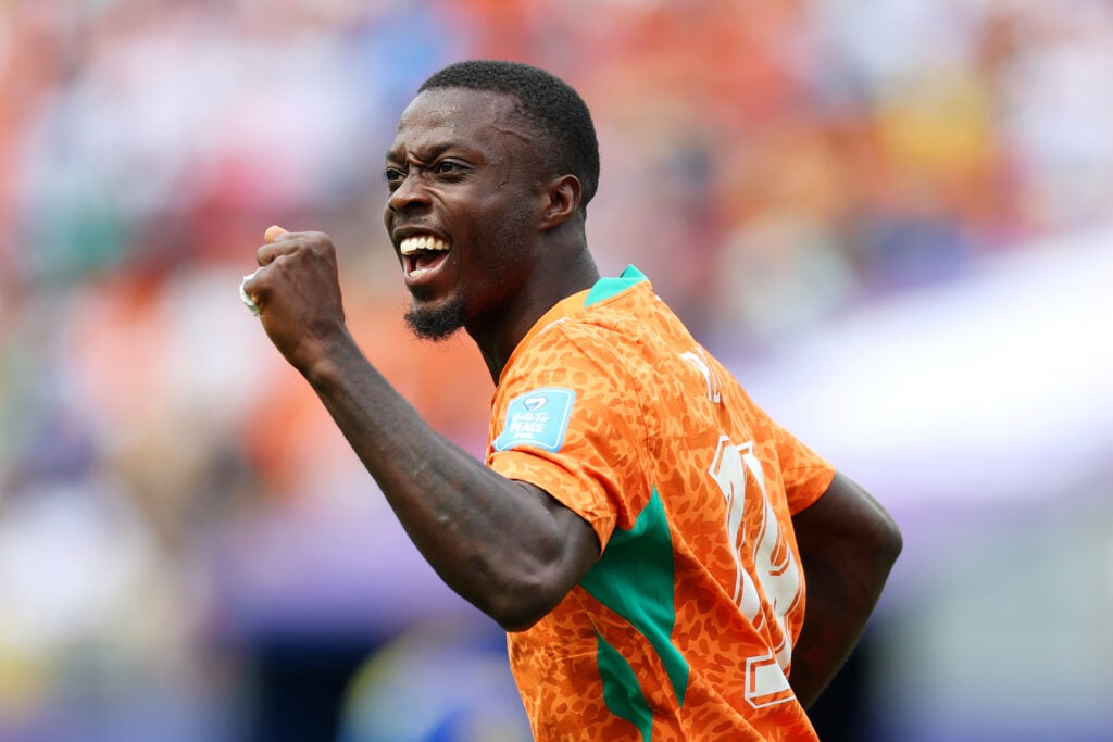 Nicolas Pepe celebrates after scoring for the Ivory Coast at the 2026 FIFA World Cup