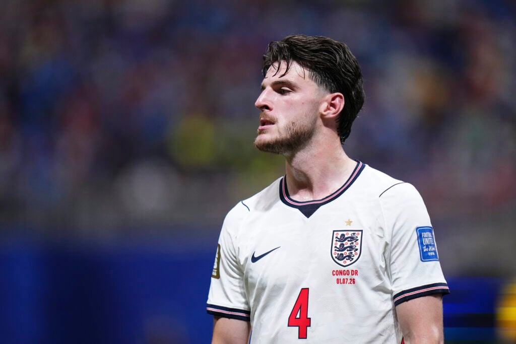 Declan Rice looking exhausted during an England game