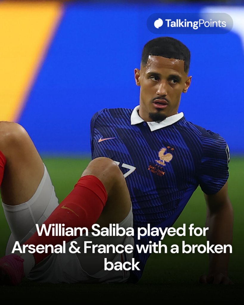 William Saliba sits on the floor after his injury
